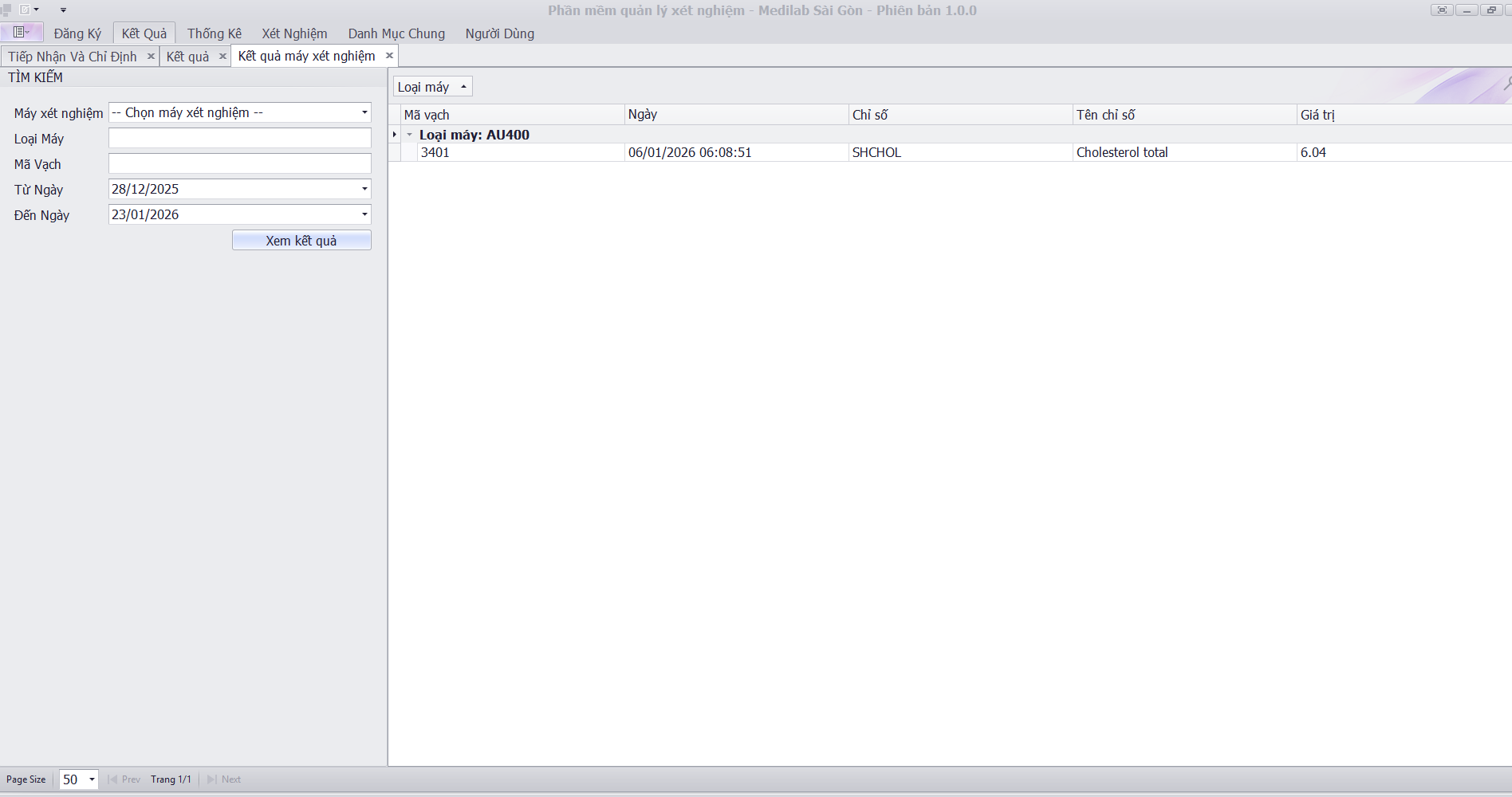 LabSync - Kết nối máy xét nghiệm AU400